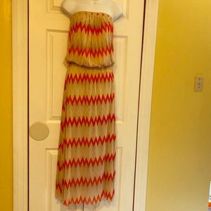 chevron tube long dress